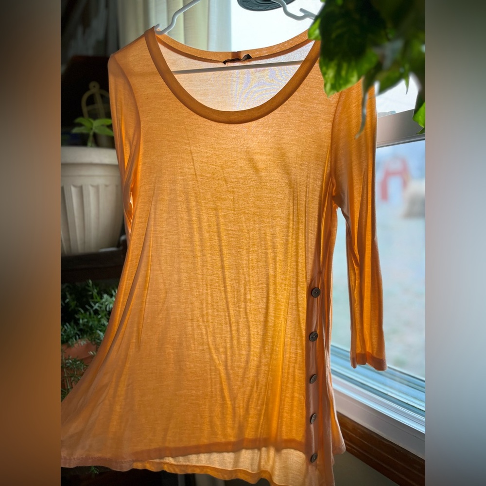 Large (Medium), Orange, Quarter Sleeve Top